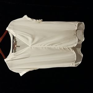 *3 for $10* Cuffed short sleeve off white blouse